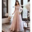 Charmant Rougissant Rose Robe De Soirée 2020 Princesse Encolure Dégagée Perlage Paillettes En Dentelle Fleur Manches Longues Dos Nu Longue Robe De Ceremonie