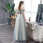 Abordable Bleu Ciel Transparentes Robe De Bal 2020 Princesse Volants Bretelles Spaghetti Appliques Sans Manches Dos Nu Longue Robe De Ceremonie