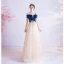 Elegant Navy Blue Prom Dresses 2020 A-Line / Princess Suede Spaghetti Straps Beading Sequins Lace Flower Short Sleeve Backless Floor-Length / Long Formal Dresses