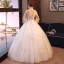 Elegant Ivory Wedding Dresses 2018 Ball Gown Beading Lace Flower Off-The-Shoulder Backless 3/4 Sleeve Floor-Length / Long Wedding
