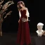 Fashion Burgundy Evening Dresses  2020 A-Line / Princess V-Neck Glitter Beading Star Sequins 3/4 Sleeve Floor-Length / Long Formal Dresses