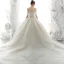 Luxury / Gorgeous Ivory Wedding Dresses 2020 Ball Gown Off-The-Shoulder Beading Glitter Sequins Pearl Lace Flower Short Sleeve Backless Royal Train