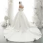 High End Ivory / Creme Satin Brautkleider / Hochzeitskleider 2020 A Linie Off Shoulder Perle Pailletten Kurze Ärmel Rückenfreies Kathedrale Schleppe