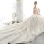 Luxus / Herrlich Off Shoulder Brautkleider / Hochzeitskleider 2020 Ballkleid Perlenstickerei Spitze Blumen Applikationen Glanz Pailletten Ärmellos Rückenfreies Königliche Schleppe
