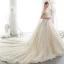 Luxe Champagne Robe De Mariée 2020 Princesse De l'épaule Paillettes Perlage Perle En Dentelle Fleur Appliques Sans Manches Dos Nu Royal Train