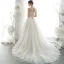 Elegant Ivory Wedding Dresses 2020 A-Line / Princess Scoop Neck Beading Pearl Rhinestone Lace Flower Short Sleeve Backless Chapel Train