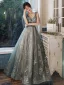 Charmant Robe De Soirée 2020 Princesse V-Cou Glitter Perlage Faux Diamant Paillettes Sans Manches Dos Nu Train De Balayage Robe De Ceremonie