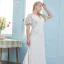 Modest / Simple Ivory Plus Size Wedding Dresses 2021 Trumpet / Mermaid V-Neck Lace Flower Short Sleeve Floor-Length / Long Wedding