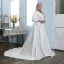Schlicht Ivory / Creme Satin Plus Größe Brautkleider / Hochzeitskleider 2021 A Linie Eckiger Ausschnitt 3/4 Ärmel Hof-Schleppe Hochzeit
