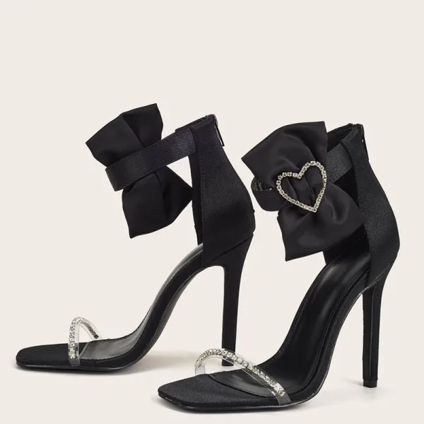 Sexy Lavande Promo Sandales Femme 2021 Faux Diamant Noeud Bride Cheville 11 cm Talons Aiguilles Peep Toes / Bout Ouvert Sandales Talons Hauts