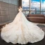 Schöne Champagner Brautkleider 2018 Ballkleid Mit Spitze Blumen Perlenstickerei Kristall Pailletten Off Shoulder Rückenfreies Ärmellos Königliche Schleppe Hochzeit