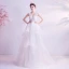 Abordable Blanche Robe De Mariée 2020 Princesse V-Cou En Dentelle Fleur Sans Manches Dos Nu Volants en Cascade Train De Balayage