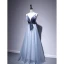 Chic / Belle Bleu D'encre Robe De Soirée 2020 Princesse Daim Bretelles Spaghetti Sans Manches Dos Nu Longue Robe De Ceremonie