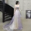 Charmant Violet Glitter Robe De Soirée 2020 Princesse De l'épaule Perlage En Dentelle Fleur Manches Courtes Dos Nu Train De Balayage Robe De Ceremonie