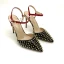 Schöne Schwarz Freizeit Niet Sandalen Damen 2020 Knöchelriemen 12 cm Stilettos Spitzschuh Sandaletten