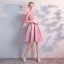 Chic / Beautiful Candy Pink Homecoming Graduation Dresses 2020 A-Line / Princess High Neck 1/2 Sleeves Knee-Length Formal Dresses