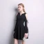 Chic / Beautiful Black Homecoming Graduation Dresses 2020 A-Line / Princess V-Neck 3/4 Sleeve Short Formal Dresses