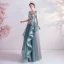 Moda Limonkowy Sukienki Wieczorowe 2020 Princessa Spaghetti Pasy Perła Rhinestone Z Koronki Kwiat Bez Rękawów Bez Pleców Kaskadowe Falbany Długie Sukienki Wizytowe