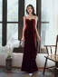 Mooie / Prachtige Bordeaux Suede Avondjurken 2020 Trompet / Zeemeermin Spaghettibandjes Rhinestone Mouwloos Ruglooze Lange Gelegenheid Jurken