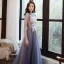 Elegant Ocean Blue Evening Dresses  2020 A-Line / Princess Scoop Neck Appliques Lace Flower Beading Sequins Sleeveless Backless Floor-Length / Long Formal Dresses