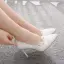 Affordable White Wedding Pumps 2020 Lace Flower 9 cm Stiletto Heels Pointed Toe Womens Shoes
