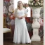 Chic / Beautiful Ivory Lace Flower Plus Size Wedding Dresses 2021 Trumpet / Mermaid V-Neck Short Sleeve Floor-Length / Long Wedding