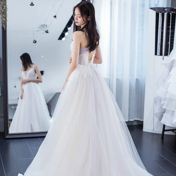 Elegant Multi-Colors Evening Dresses 2018 A-Line / Princess Appliques Spaghetti Straps Backless Sleeveless Court Train Formal Dresses