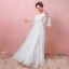 Modest / Simple White Plus Size Wedding Dresses 2021 A-Line / Princess Off-The-Shoulder 1/2 Sleeves Backless Floor-Length / Long Wedding