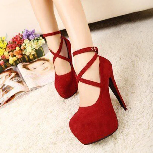 Affordable Royal Blue Rave Club Pumps 2020 X-Strap Platform 11 cm Stiletto Heels Round Toe Pumps