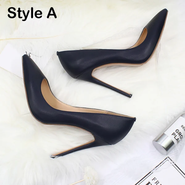 Enkel Hvit PU Gateklær Pumps 2020 12 cm Stiletthæler Spisse Pumps