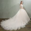 Elegant Champagne Wedding Dresses 2018 Ball Gown Lace Flower Bow Sequins Off-The-Shoulder Backless Sleeveless Cathedral Train Wedding