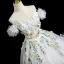 Fairytale Multi-Colors Lace Flower Appliques Pearl White Prom Dresses 2025 Ball Gown Off-The-Shoulder Short Sleeve Backless Floor-Length / Long Prom Formal Dresses
