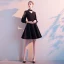 Chic / Beautiful Black Homecoming Graduation Dresses 2020 A-Line / Princess Scoop Neck 3/4 Sleeve Short Formal Dresses