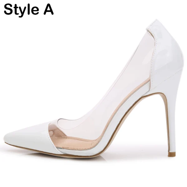 Transparent Red Evening Party Pumps 2020 10 cm Stiletto Heels Pointed Toe Pumps