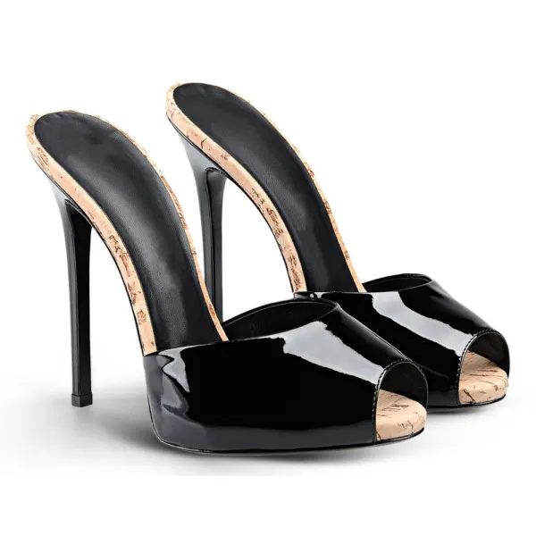 Classy Fuchsia Street Wear Leather Womens Sandals Stiletto Heels 9 cm 2020 Open / Peep Toe Sandals