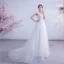 Abordable Blanche Robe De Mariée 2020 Princesse Encolure Dégagée En Dentelle Fleur Sans Manches Dos Nu Tribunal Train