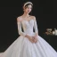 Luxe Ivoire Perlage Perle En Dentelle Fleur Robe De Mariée 2021 Robe Boule De l'épaule Manches Courtes Dos Nu Royal Train Mariage