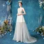Abordable Ivoire Plage Robe De Mariée 2020 Princesse V-Cou Perlage Perle Faux Diamant Sans Manches Dos Nu Train De Balayage Mariage