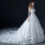 Fantastiske / Unike Hvit Brudekjoler 2018 Ballkjole Appliques Beading Rhinestone Kjæreste Ryggløse Uten Ermer Royal Train Bryllup