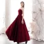 Elegant Burgundy Evening Dresses  2020 A-Line / Princess Strapless Sleeveless Backless Floor-Length / Long Formal Dresses