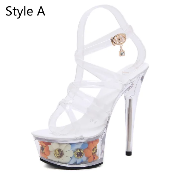 Sexy Weiß Karneval Club Sandalen Damen 2020 X-Riemen 15 cm Stilettos Spitzschuh Sandaletten