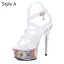 Sexy Weiß Karneval Club Sandalen Damen 2020 X-Riemen 15 cm Stilettos Spitzschuh Sandaletten