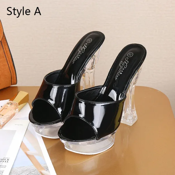 Schöne Silber Freizeit Sandalen Damen 2020 14 cm Thick Heels Peeptoes Sandaletten