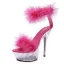 Sexy Weiß Kreuzfahrtschiff Feder Sandalen Damen 2020 Knöchelriemen 15 cm Stilettos Peeptoes Sandaletten
