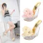 Chic / Belle Rougissant Rose Jardin / Extérieur Sandales Femme 2020 Appliques Faux Diamant 14 cm Compensées Peep Toes / Bout Ouvert Sandales