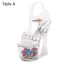 Sexy Transparent Argenté Club de carnaval Cristal Sandales Femme 2020 Bride Cheville Faux Diamant 17 cm Talons Épais Peep Toes / Bout Ouvert Sandales