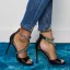Snygga / Fina Svarta Gatukläder Damskor 2020 Rhinestone Ankelband 11 cm Stilettklackar Peep Toe Sandaler