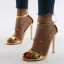 Chic / Beautiful Gold Street Wear Womens Sandals 2020 Ankle Strap 12 cm Stiletto Heels Open / Peep Toe Sandals