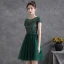 Chic / Belle Vert Foncé Robe De Fete Robe De Cocktail 2021 Princesse Encolure Dégagée Paillettes Ceinture Manches Courtes Dos Nu Courte Cocktail Robe De Ceremonie