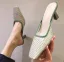 Erschwinglich Beige Freizeit Strass Sandalen Damen 2020 5 cm Stilettos Quadratische Zehe Sandaletten